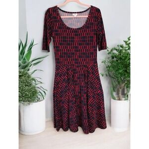 LuLaRoe Nicole Womens A-Line Fit &‎ Flare Dress Blue Red Size M Medium